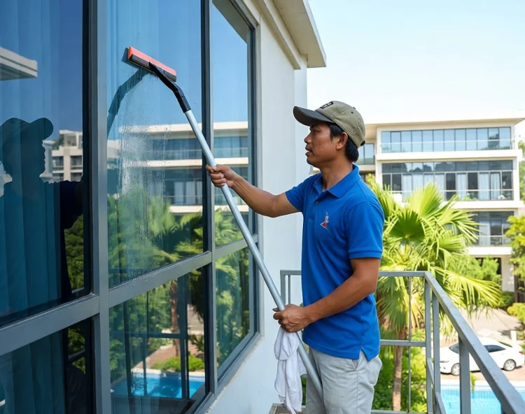 Professional window cleaning service in Phnom Penh